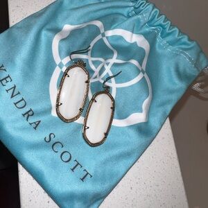 Kendra Scott Small Mother of Pearl and Gold Drop Earrings